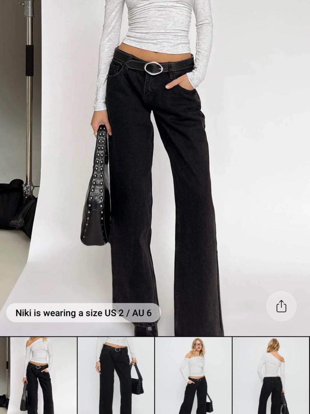 Edikted Black Wide-Leg Jeans with High Waist